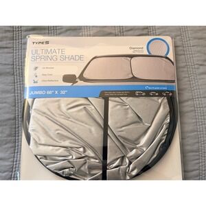 TYPE S Jumbo Windshield Sun Shade 68x32 Silver Reflective UV Blocker NEW